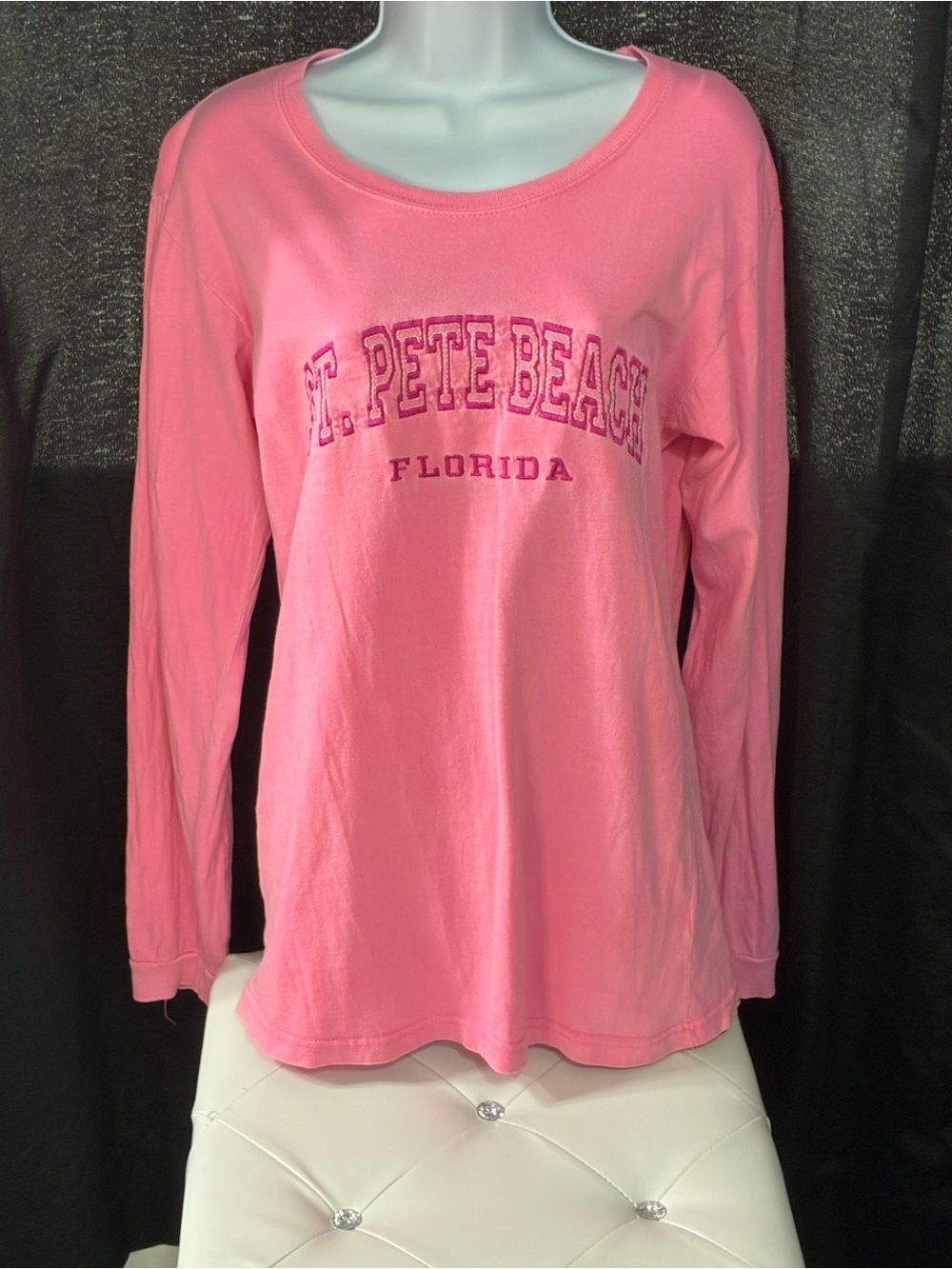 Women's Long-Sleeve Pink 'St. Pete Beach Florida' Light Weight Sweatshirt